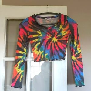 Girls long sleeve tye dye crop top